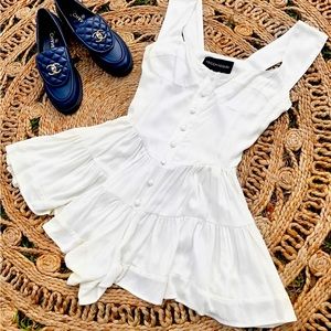 Vanessa Mooney The Elizabeth Romper Mini Dress - White Silk